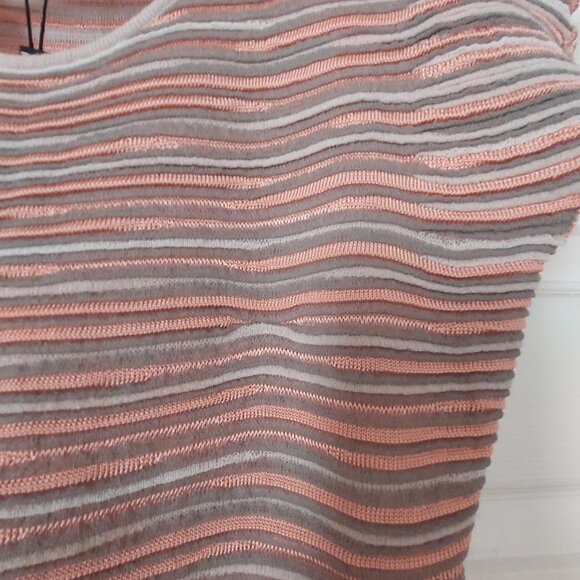 Pink and Grey Knitted Striped Pleated Dress - Picture 5 of 14